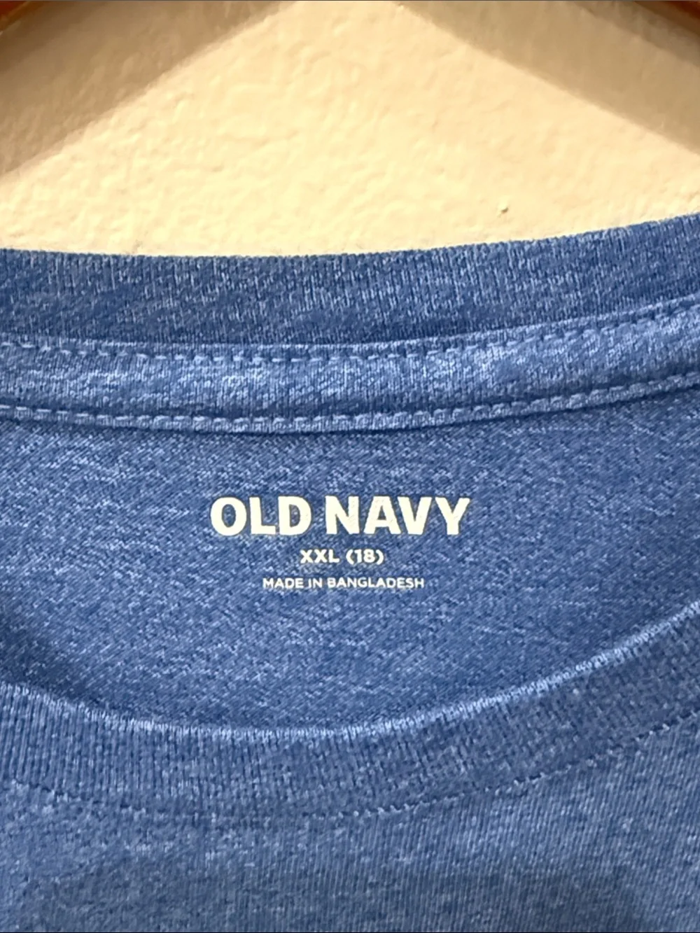 Old Navy Boys Heathered Blue Crew Neck Pocket Tee
